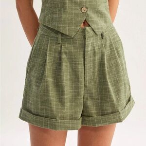 RIHOAS Green Striped Pocket Shorts S
